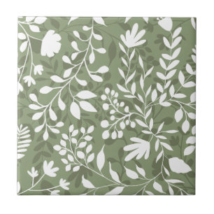 Enchanted Foliage Pretty Floral Garden HD Pattern Ceramic Tile