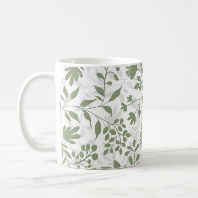 Enchanted Foliage Pretty Floral Garden Pattern Coffee Mug (Left)