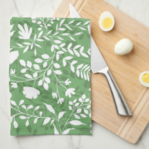 Enchanted Foliage Pretty Floral Garden Pattern Tea Towel