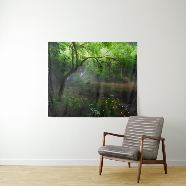 Enchanted forest and waterfall tapestry (In Situ (Horizontal))