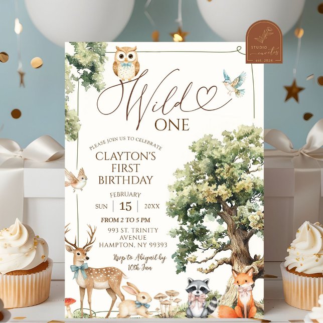Enchanted Forest Animal Wild One Birthday Invitation (Creator Uploaded)