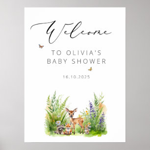 Enchanted Forest Animals Baby Shower Welcome Poster