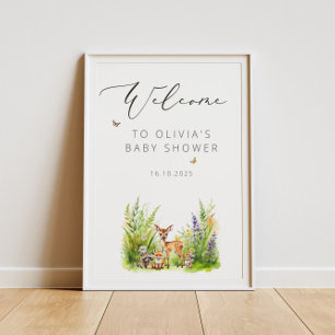 Enchanted Forest Animals Baby Shower Welcome Poster