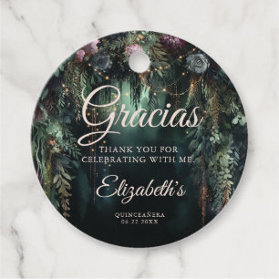 Enchanted Forest Arch Fairy Tale Green Quinceanera Favour Tags
