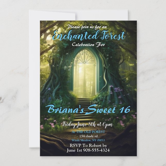 Enchanted Forest Archway Sweet 16 Invitation (Front)