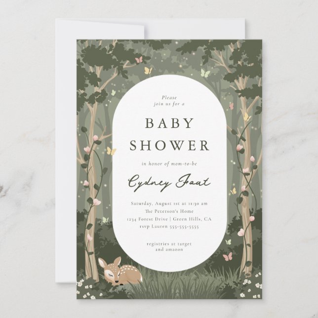 Enchanted Forest Baby Shower Invitation (Front)