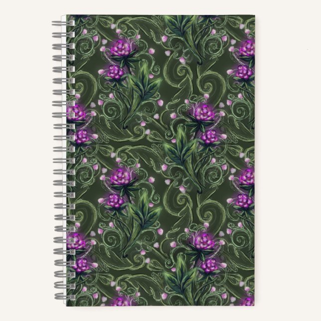 Enchanted Forest Berry Vine Pattern Notebook (Front)