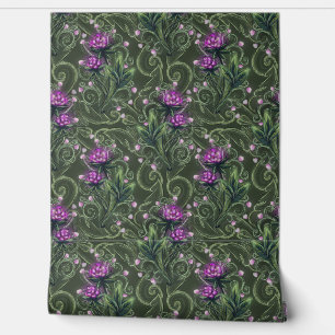 Enchanted Forest Berry Vine Pattern Wallpaper