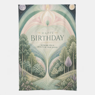 Enchanted Forest Birthday Sanctuary Tea Towel