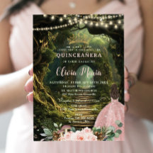 Enchanted Forest Blush Floral Quinceañera Sweet 16