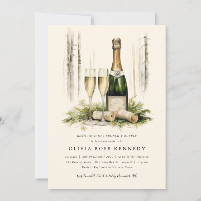 Enchanted Forest Brunch and Bubbly Bridal Shower  Invitation (Front)