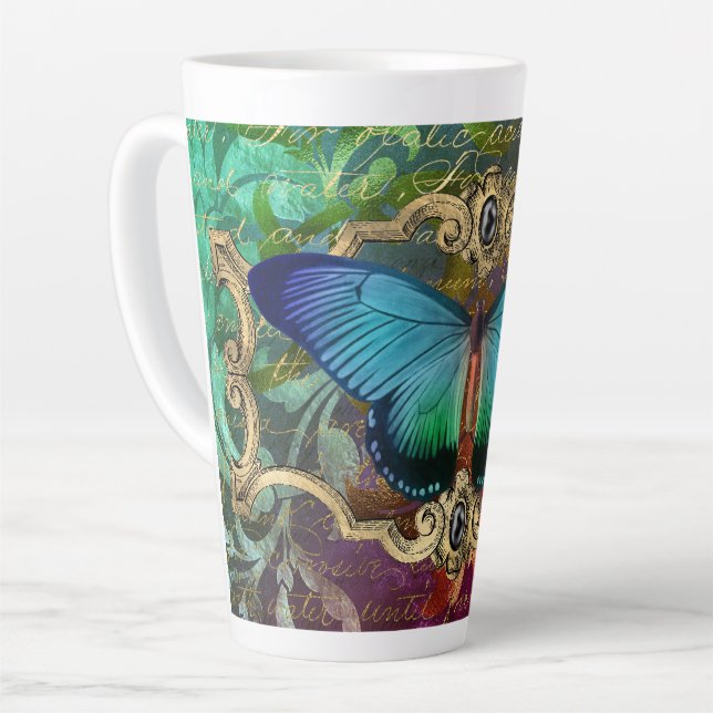 Enchanted Forest Butterfly Latte Mug (Left Angle)