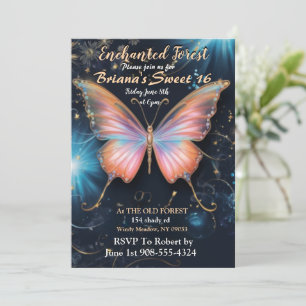 Enchanted Forest Butterfly Sweet 16 Invitation