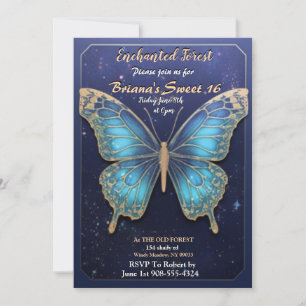 Enchanted Forest Butterfly Sweet 16 Invitations