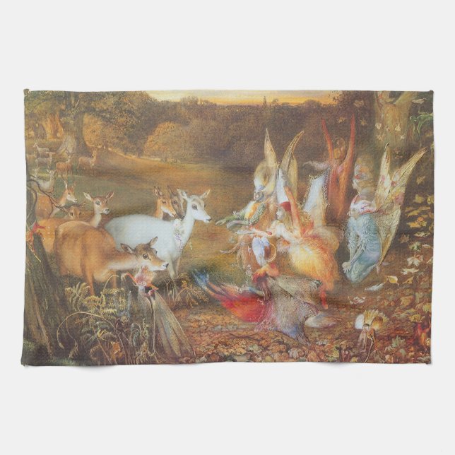 Enchanted Forest by artist John Anster Fitzgerald Tea Towel (Horizontal)