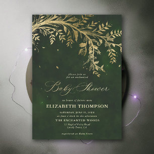 Enchanted Forest Cascading Foliage Baby Shower Invitation