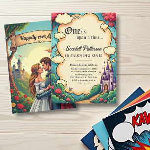 Enchanted Forest Castle Fairytale 1st Birthday Invitation
