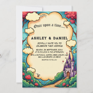 Enchanted Forest Castle Woodland Fairytale Wedding Invitation