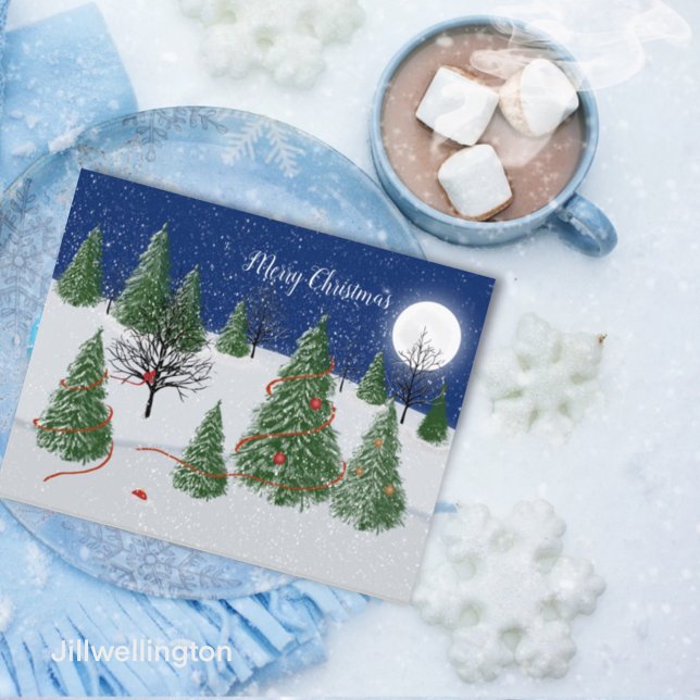 Enchanted Forest Christmas Eve Holiday Postcard (Creator Uploaded)