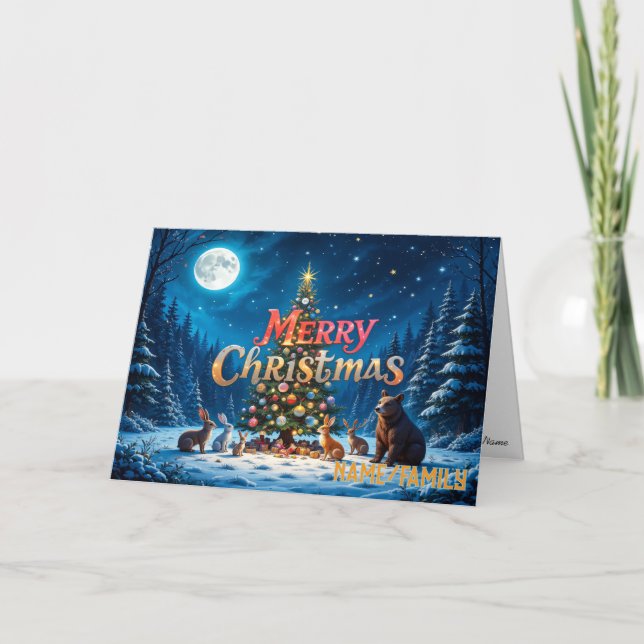 Enchanted Forest Christmas Tree Holiday Card (Front)