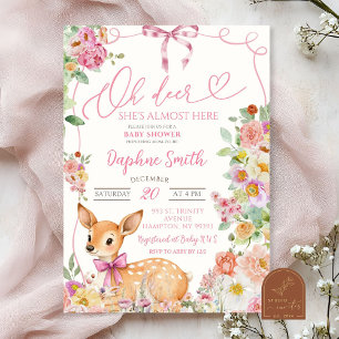 Enchanted Forest Deer Girl Baby Shower Invitation
