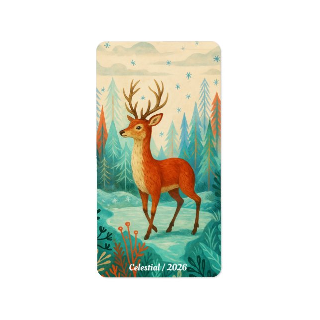 Enchanted Forest Deer – Whimsical Winter Woodland  Label (Front)