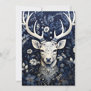 Enchanted Forest Deer Winter Bloom Holiday Card