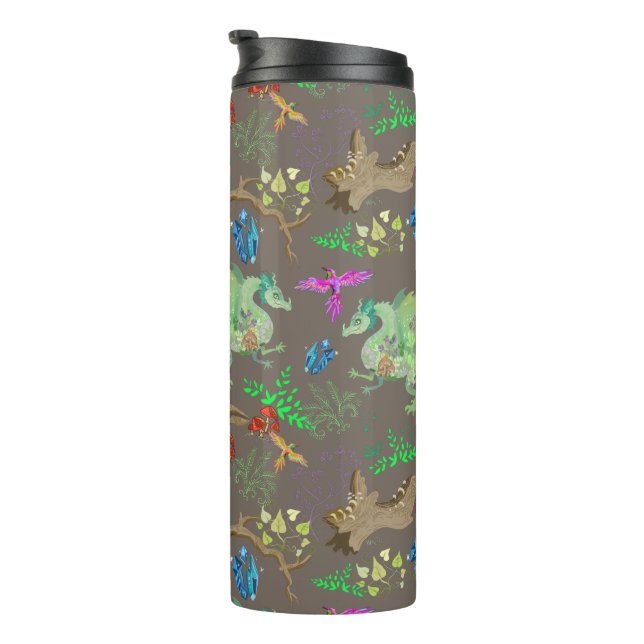 Enchanted Forest Dragon Pattern Thermal Tumbler (Rotated Right)
