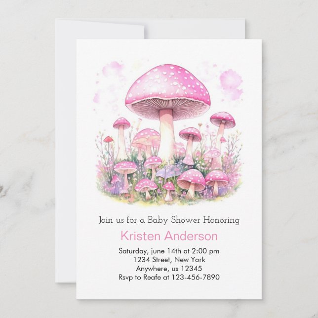 Enchanted Forest Dreamy Pink Girl Baby Shower Invitation (Front)