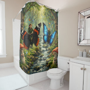 Enchanted Forest elf butterfly rider shower curtai Curtain