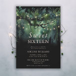 Enchanted Forest Emerald Floral Fairy Sweet 16 Invitation<br><div class="desc">A whimsical watercolor illustration of a majestic tree, with lush foliage, draped greenery and floral details in emerald green in a feminine arch, sparkling bright with fairy lights and magic dust, decorates this spring summer fall winter Sweet 16 invitation with an enchanted forest theme. An elegant, modern invitation for a...</div>