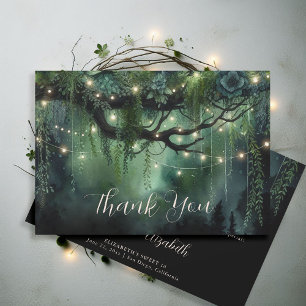 Enchanted Forest Emerald Floral Fairy Sweet 16 Thank You Card
