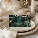 Enchanted Forest Emerald Green Dress Bat Mitzvah Place Card<br><div class="desc">These lovely place cards feature a girl in an emerald green dress and an enchanted forest background. PS: These place cards cannot be personalised individually; each pack contains a minimum of 25 cards with the same design. The star of David, butterflies, girl and table number are moveable, resizable, multipliable and...</div>