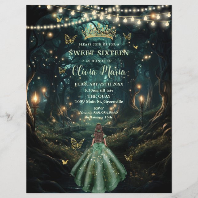 Enchanted Forest Emerald Green Dress Sweet 16 15 (Front)