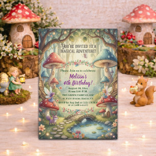 Enchanted Forest Fairies 4th Birthday Party Invitation