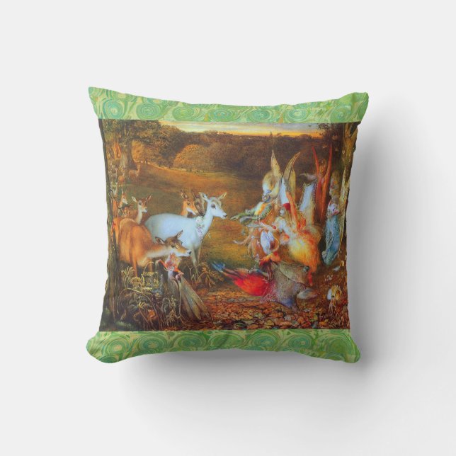 ENCHANTED FOREST Fairies,Deers and Fawns In Autumn Cushion (Front)