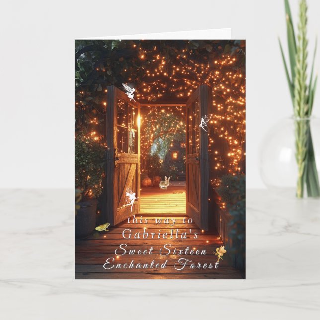 Enchanted Forest Fairies Doorway Bunny Invitation (Front)