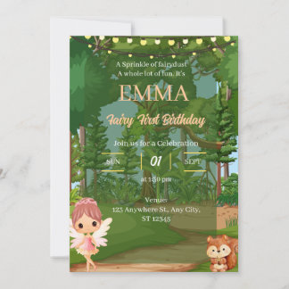 Enchanted Forest Fairy Birthday Invitation