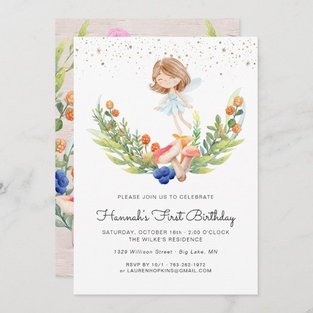 Enchanted Forest Fairy Birthday Invitation (Front/Back)