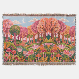 Enchanted Forest Fairy Blanket Pink Orange