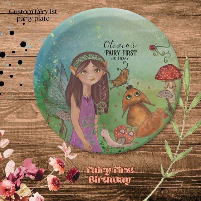 Enchanted Forest Fairy First Birthday Paper Plate (Enchanted Forest Fairy First Birthday Paper Plate)