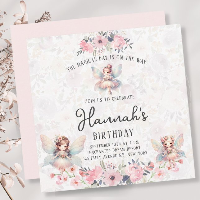 Enchanted Forest Fairy Floral Garden Girl Birthday Invitation (Creator Uploaded)