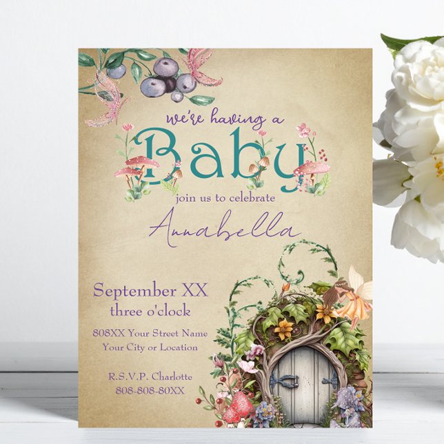 Enchanted Forest Fairy Garden on Faded Parchment Invitation (Creator Uploaded)