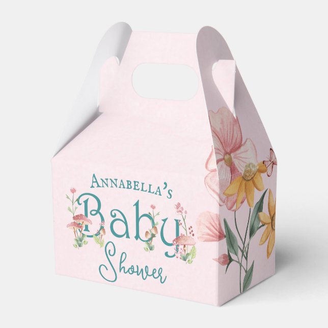 Enchanted Forest Fairy Garden Pink Baby Shower Favour Box (Front Side)