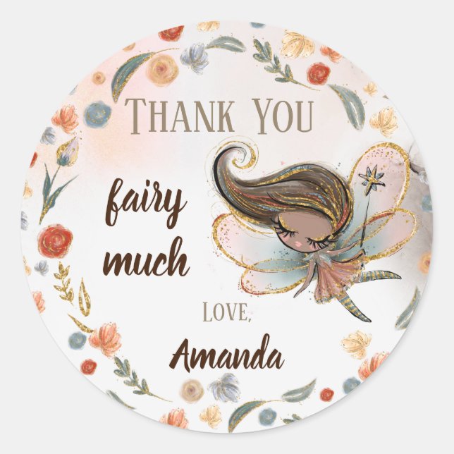 Enchanted Forest Fairy Girl Birthday Favour Gift Classic Round Sticker (Front)