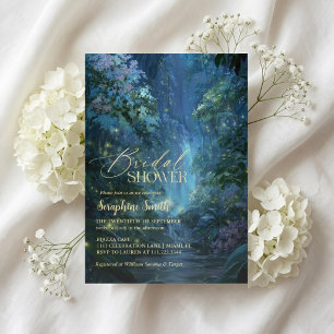 Enchanted Forest Fairy Lights blue Bridal Shower Invitation
