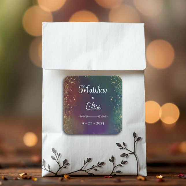 Enchanted Forest Fairy Lights Fantasy Wedding Square Sticker (Creator Uploaded)