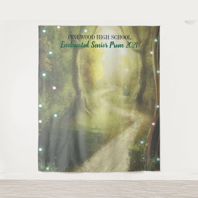 Enchanted Forest Fairy Lights Prom Backdrop  Tapestry (Front)