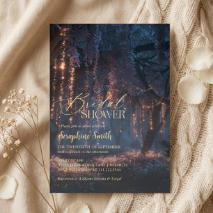 Enchanted Forest Fairy Lights Purple Bridal Shower Invitation