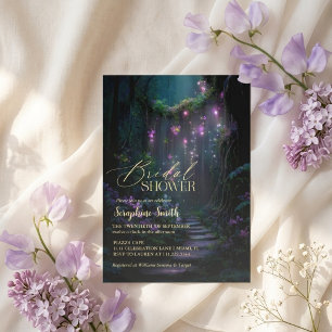 Enchanted Forest Fairy Lights Purple Bridal Shower Invitation